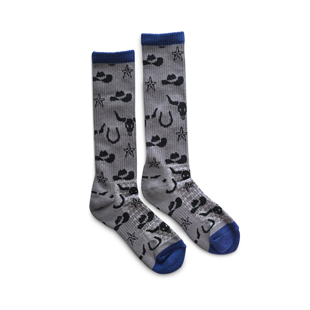 Get Western Gray/Navy Performance Boot Socks