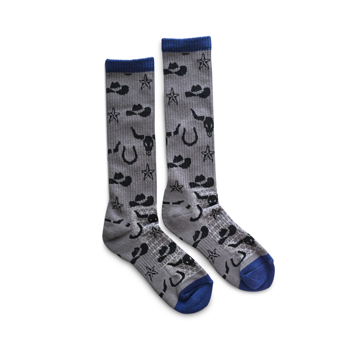 Get Western Gray/Navy Performance Boot Socks