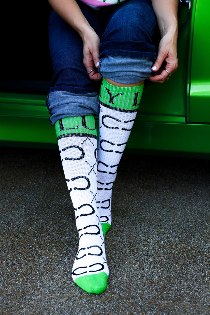High Maintenance Cowgirl Kelly Green/ White Performance Boot Socks