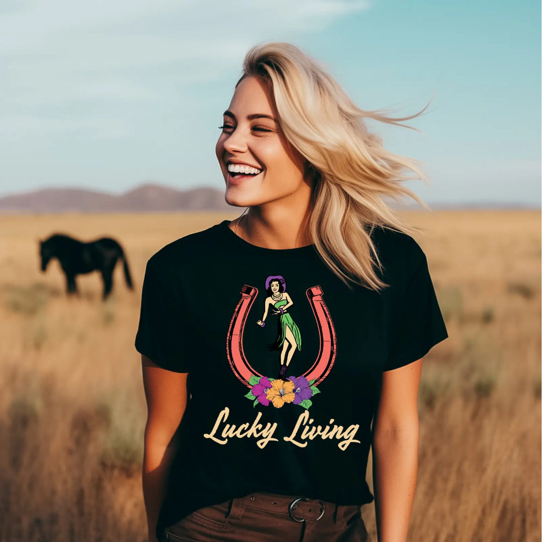 Island Cowgirl Lucky Living Short Sleeve Tee