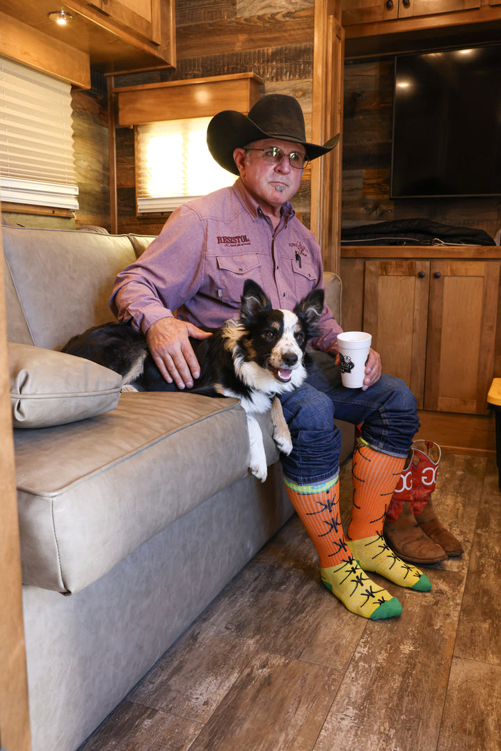 Kerry Kelley Blazin Spur Orange/ Yellow Performance Boot Socks
