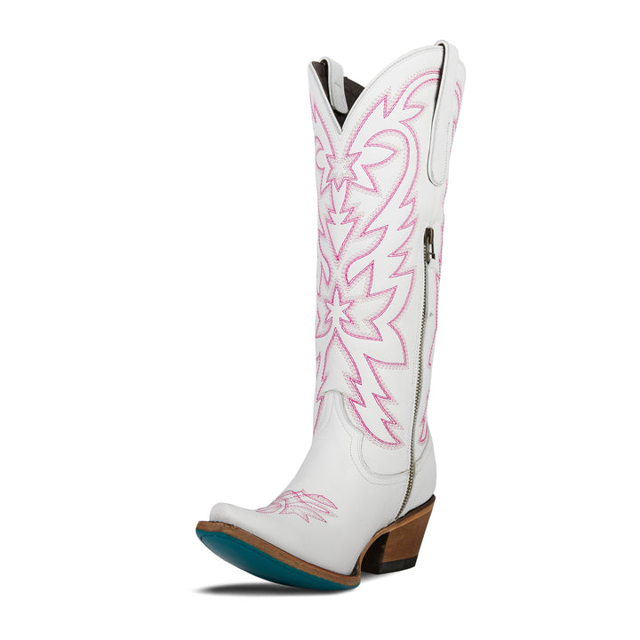 Smokeshow Boot - Matte White and Neon Pink