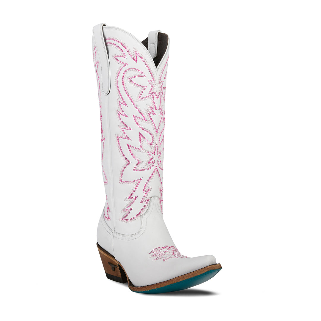 Smokeshow Boot - Matte White and Neon Pink