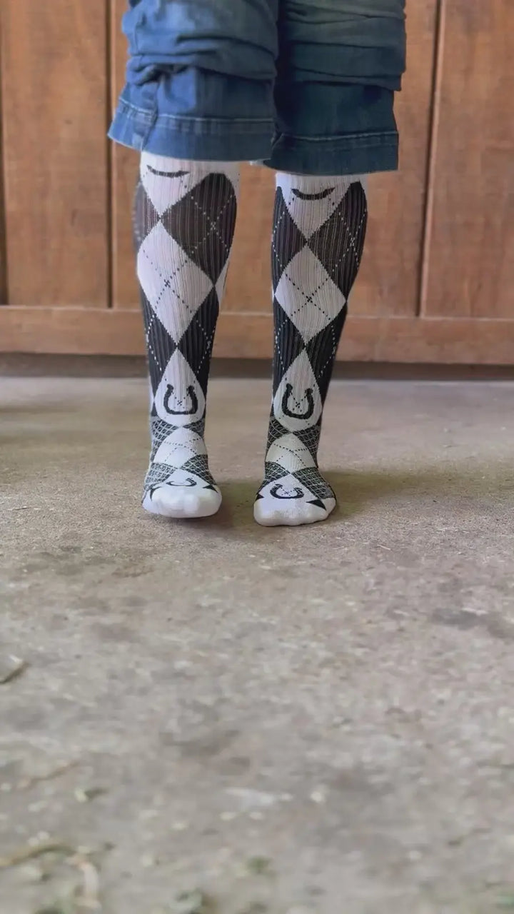 Lucky Argyle Blk/White Performance Boot Socks