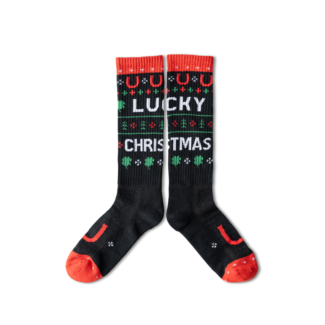 Lucky Christmas Black Performance Boot Socks