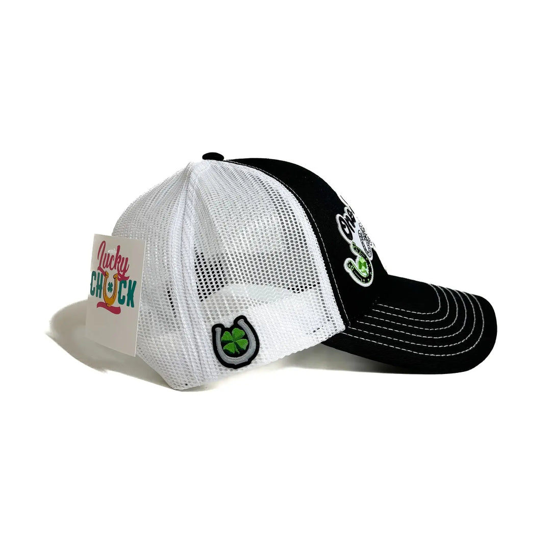 One Lucky Cowgirl Black &amp; White Trucker Hat