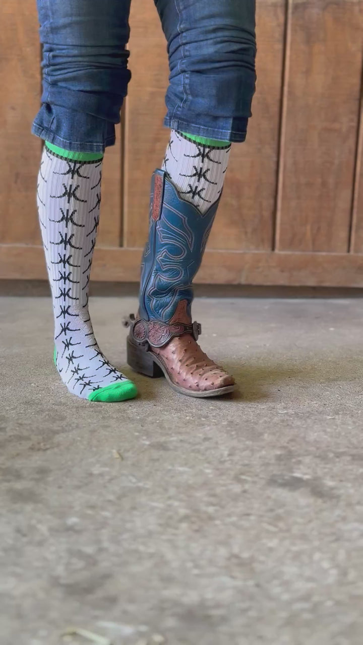 Kerry Kelley Wild & Branded White Performance Boot Socks