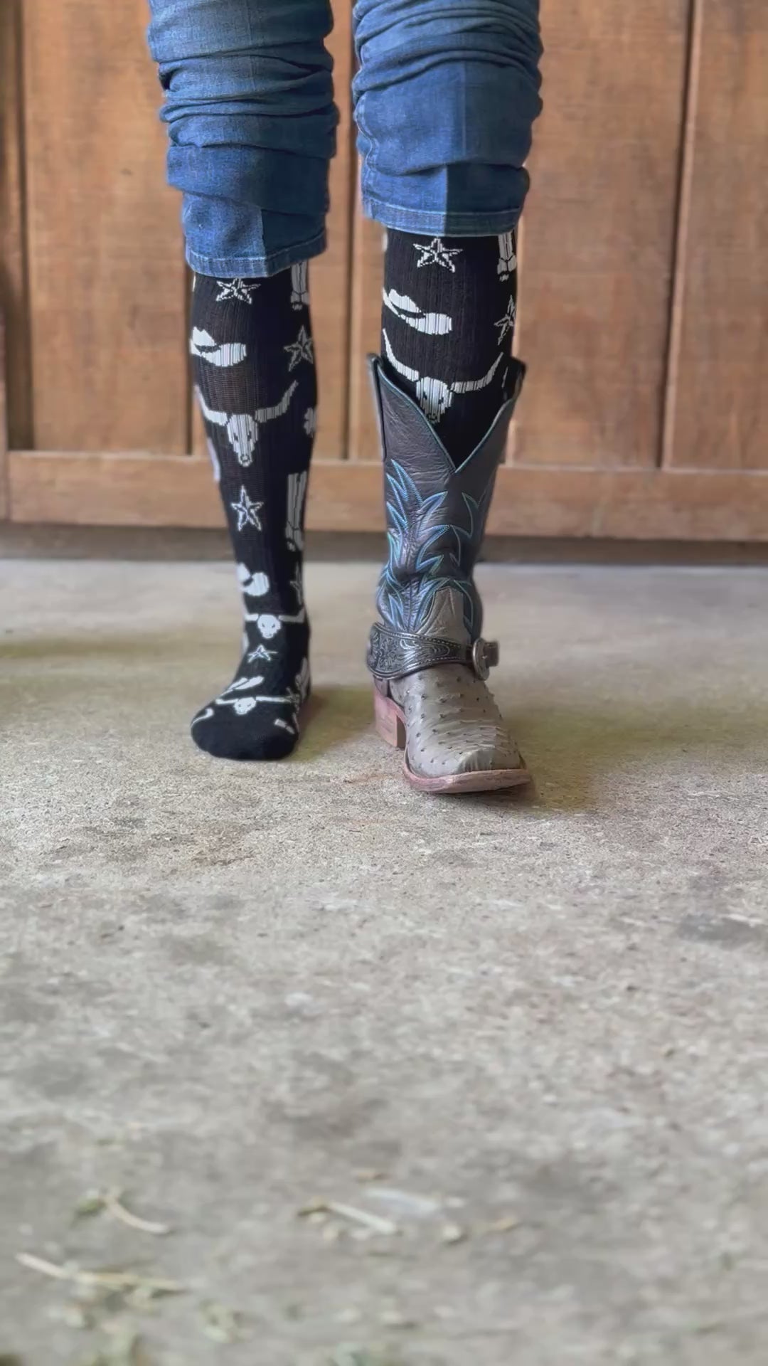 Get Western Black and White Performance Socks