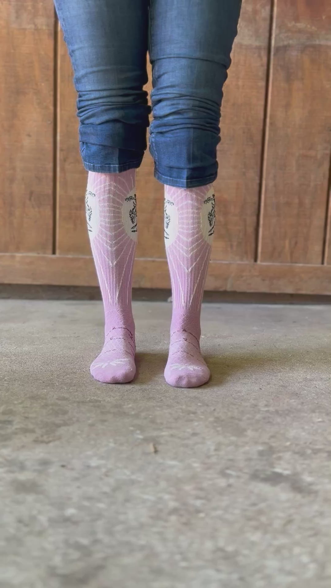 Fringe Bucking Dusty Pink Western Cowgirl Performance Socks