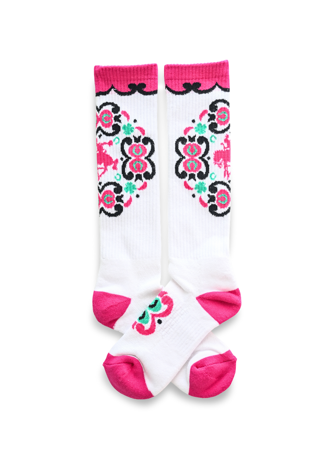 Ranch Glam White/ Pink Performance Boot Socks