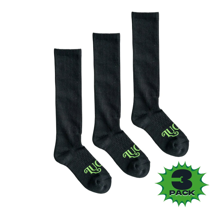 The Lucky 3 Pack | Cowboy Black Performance Boot Socks