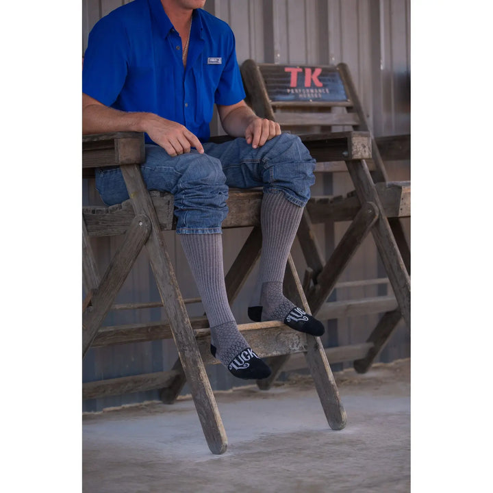 The Lucky 3 Pack | Cowboy Grey Performance Boot Socks
