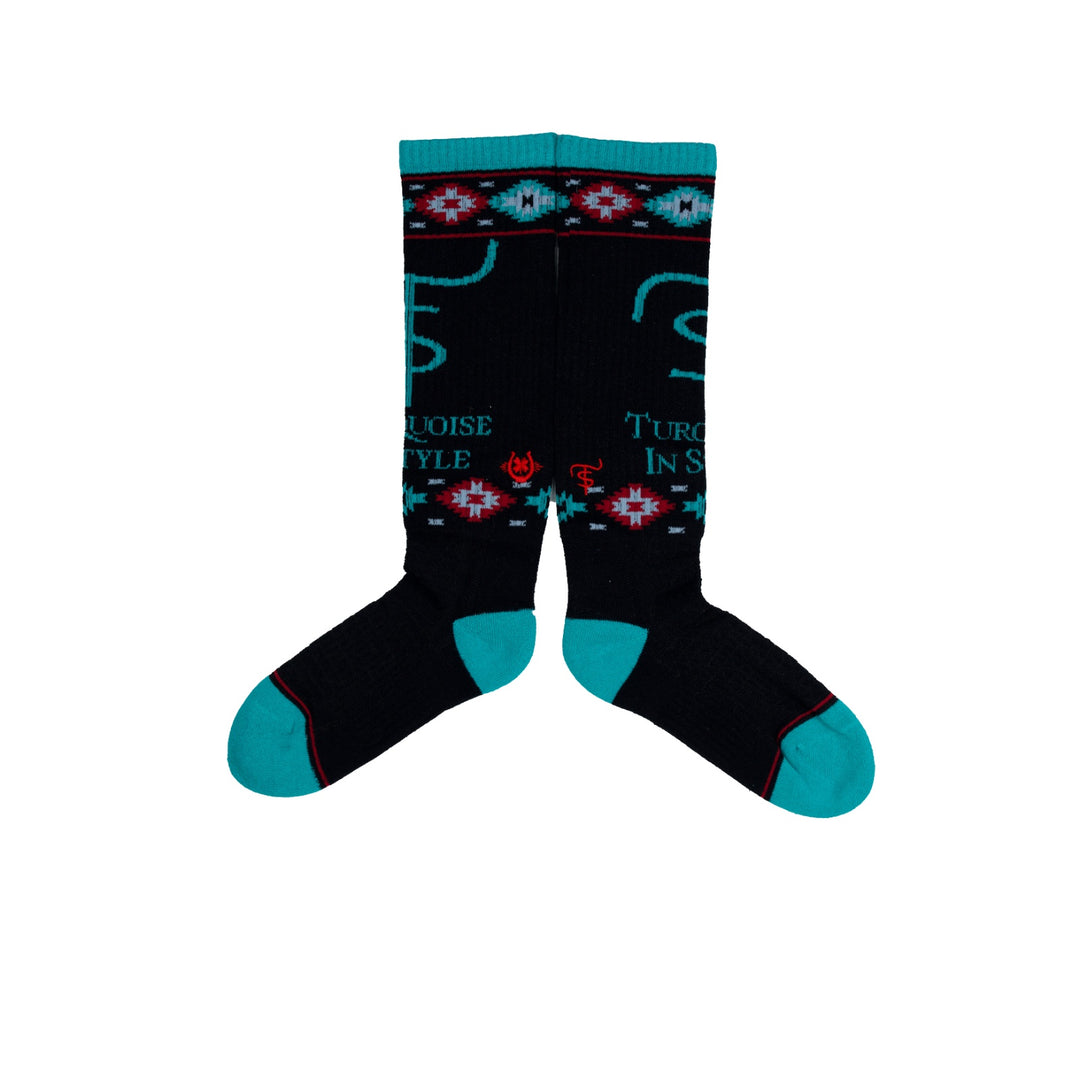 Turquoise in Style Aztec Performance Boot Sock