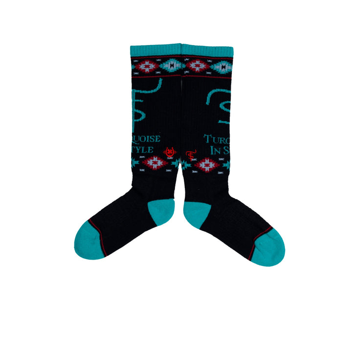 Turquoise in Style Aztec Performance Boot Sock