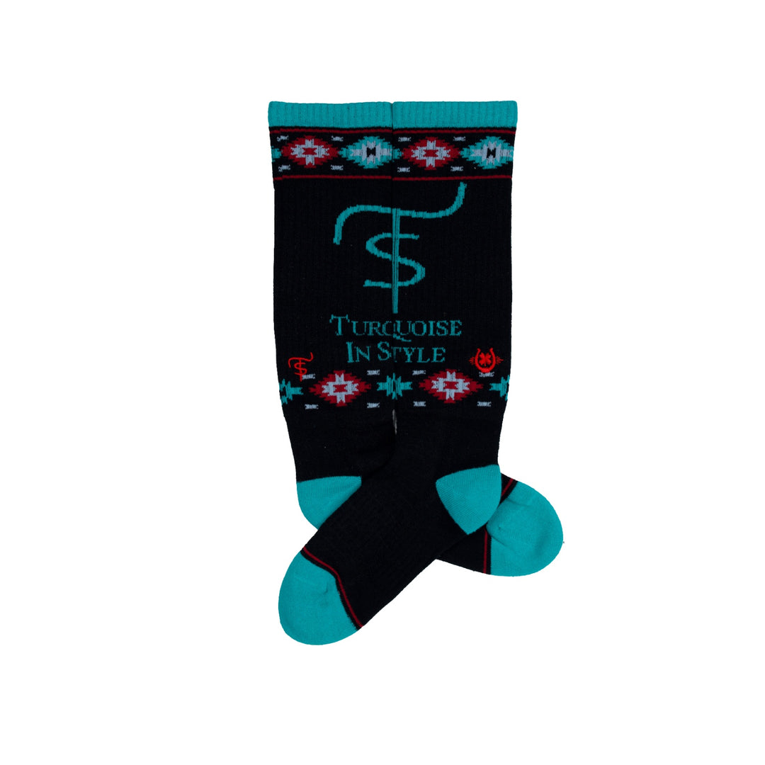 Turquoise in Style Aztec Performance Boot Sock