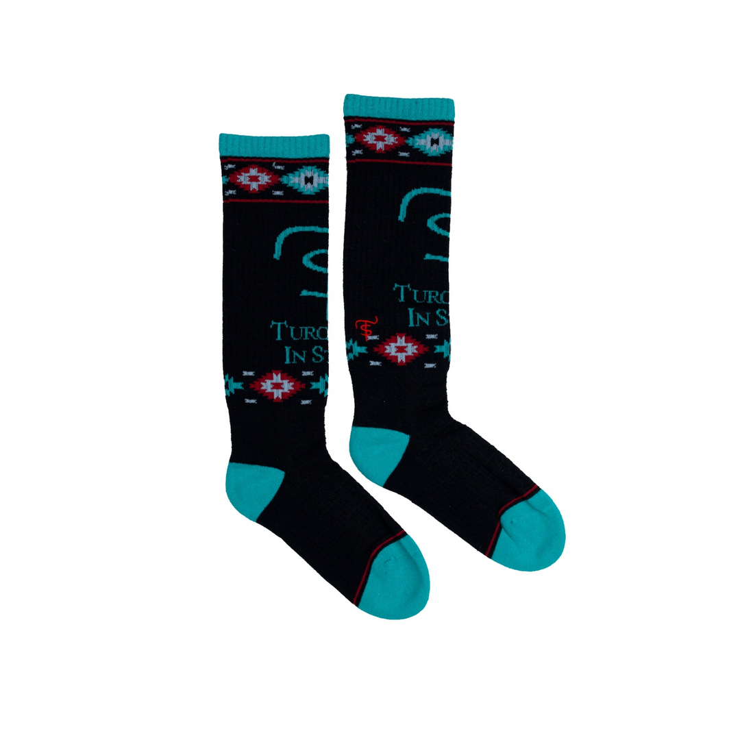 Turquoise in Style Aztec Performance Boot Sock