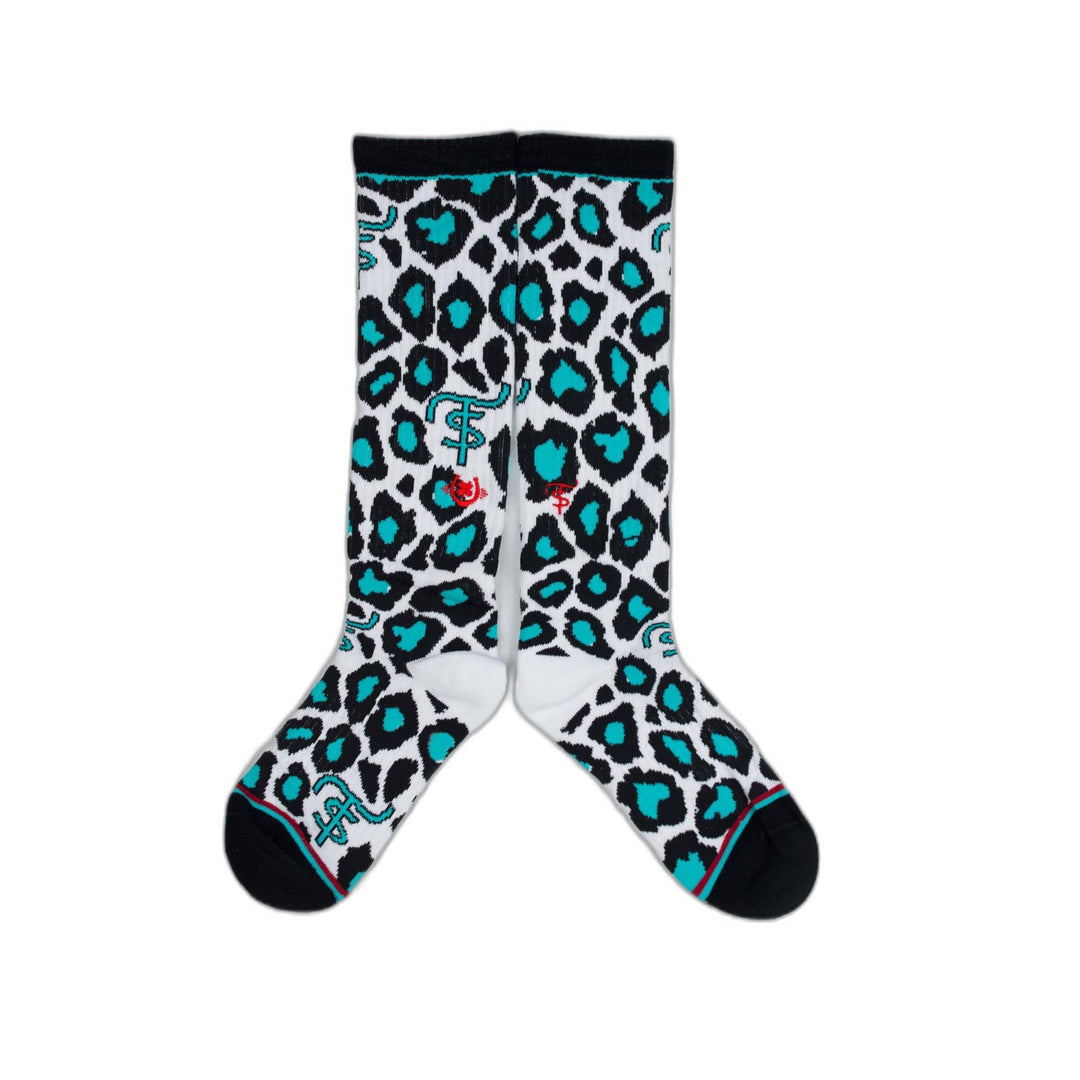 Turquoise in Style Leopard Performance Boot Sock