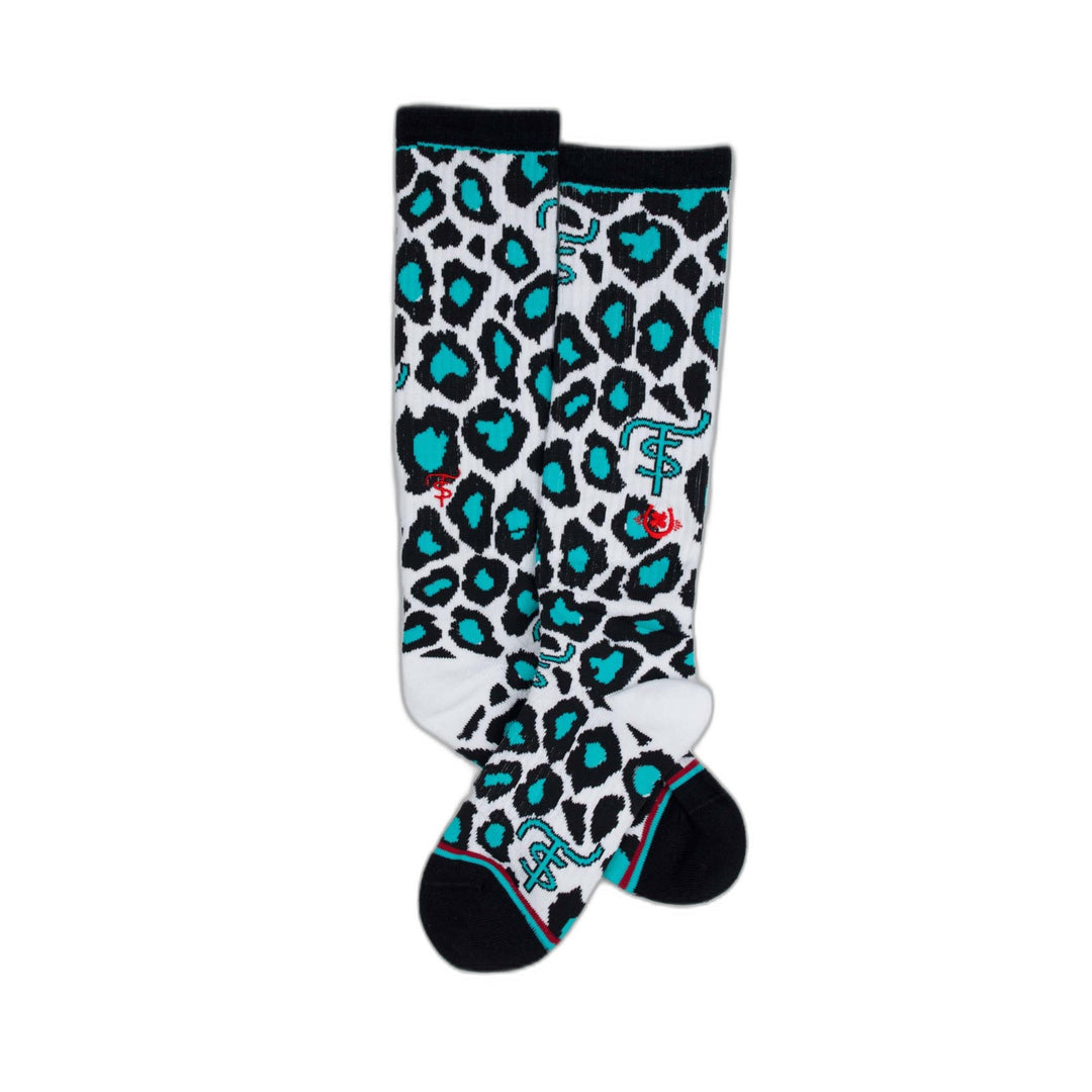 Turquoise in Style Leopard Performance Boot Sock