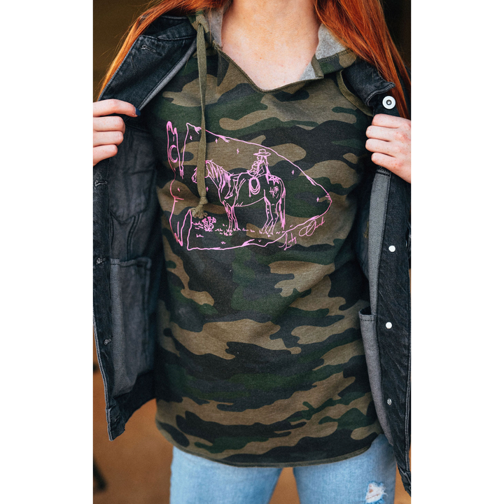 Arrowhead Cowgirl California Hoodie - Women's Relaxed Fit Camo