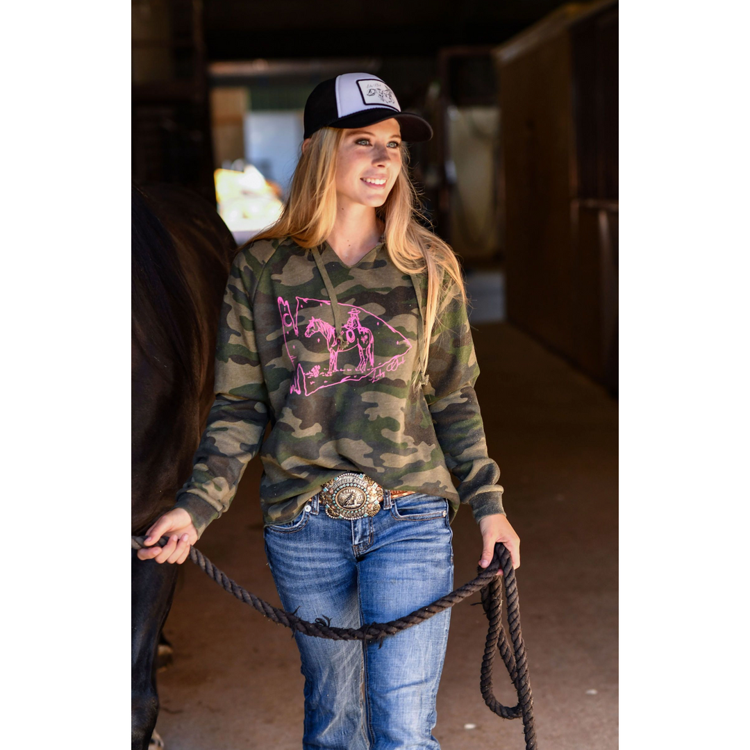 Arrowhead Cowgirl California Hoodie - Women's Relaxed Fit Camo